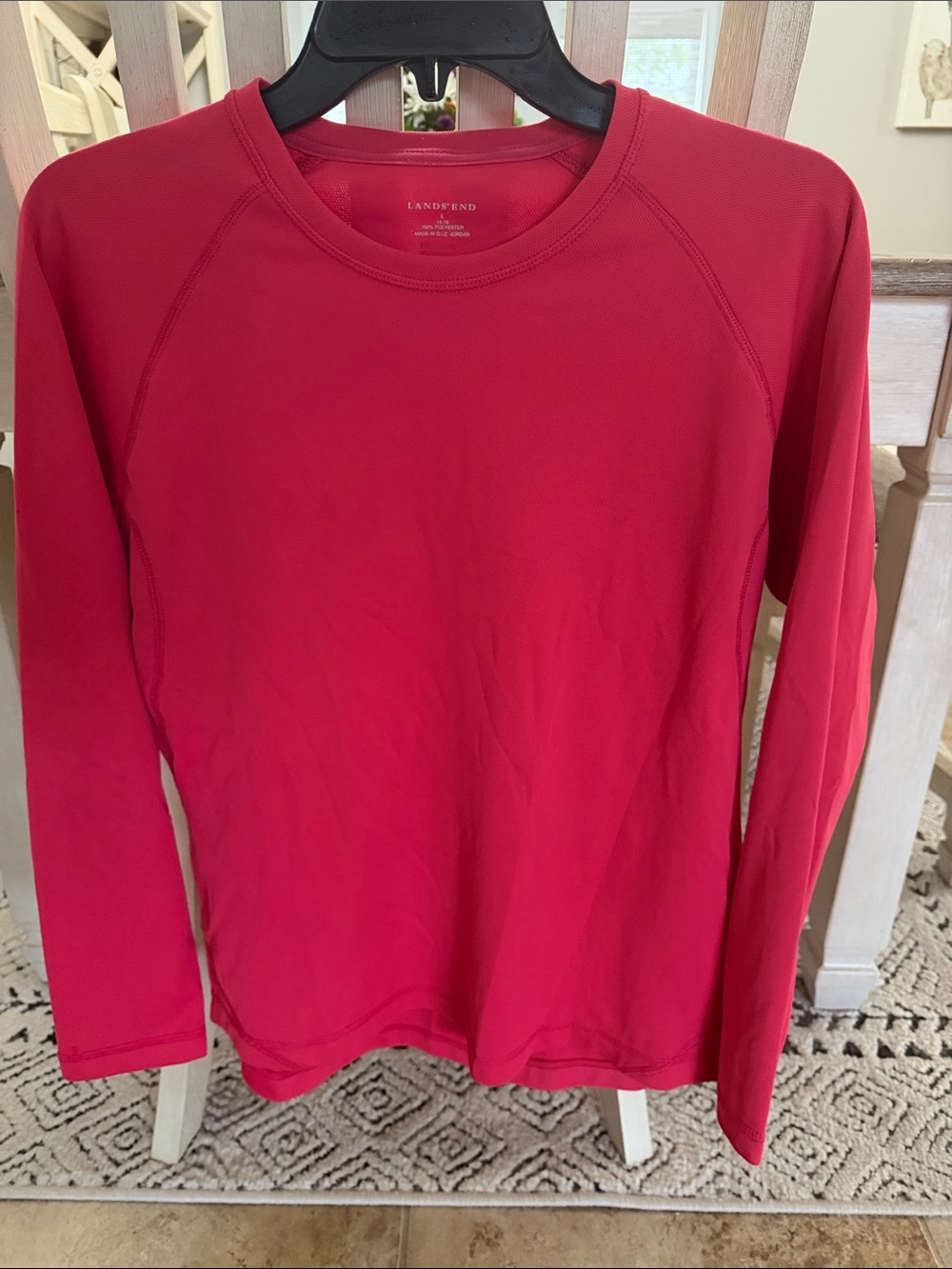 Lands' End Long Sleeve Crewneck Top - Raspberry Pink